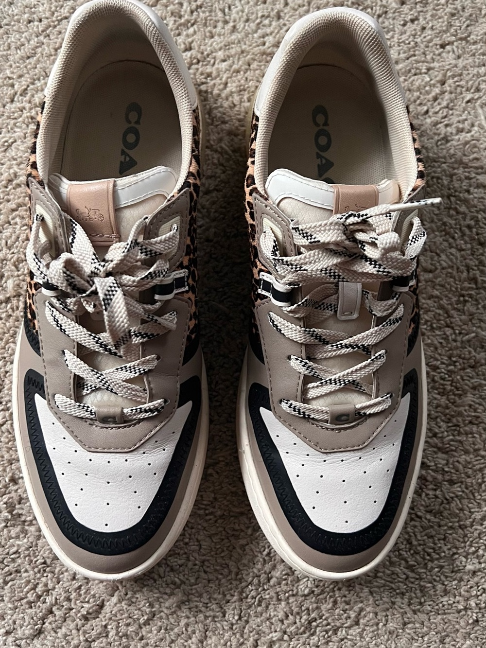 Coach Multicolor Leopard-Accent Leather Sneakers